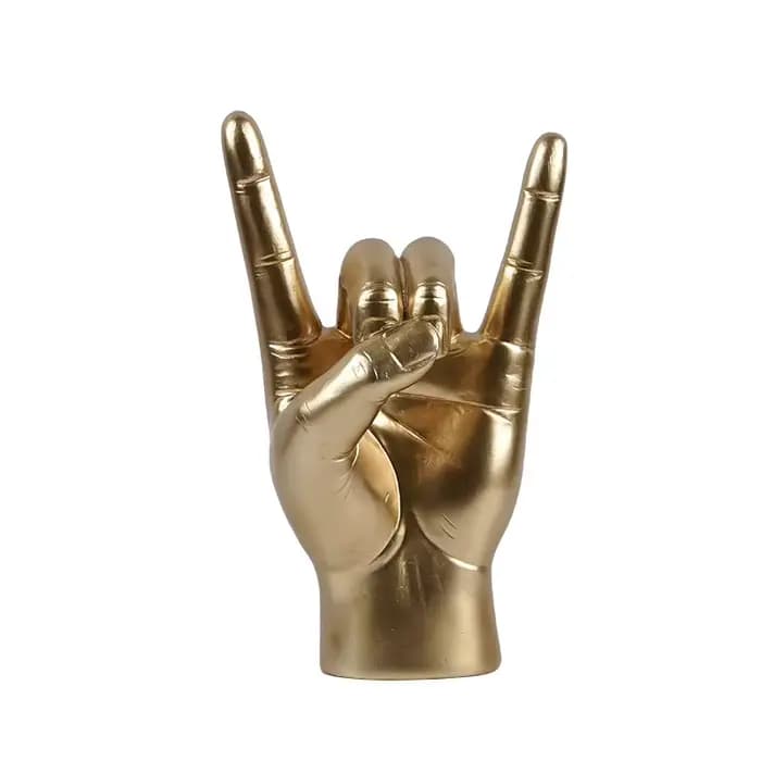 Décoration dorée, signe de musique, Statue de main Rock, salon, chambre à coucher, Sculpture de geste de main moderne, étagère de maison, cadeau de bureau