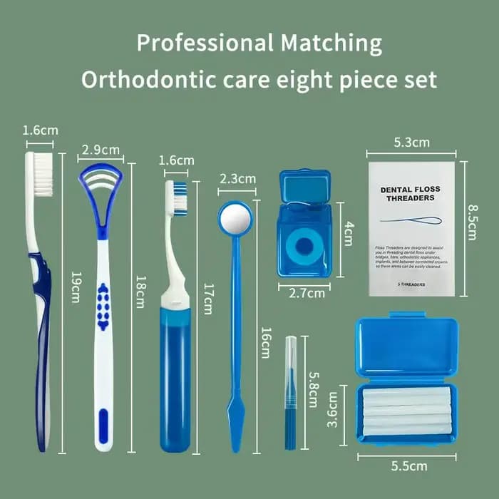 Kit professionnel de soins bucco-dentaires 8 pièces, outils de nettoyage des dents portables avec étui de rangement pour la maison, les voyages et l'hygiène quotidienne
