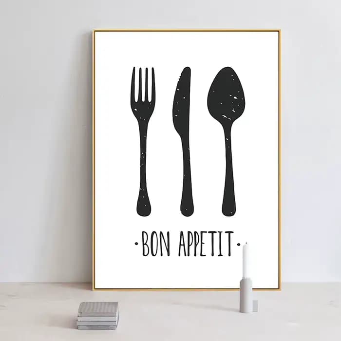 Peinture sur toile de cuisine britannique, affiche murale minimaliste, impression d'art noir et blanc, décoration d'intérieur moderne, chambre et restaurant