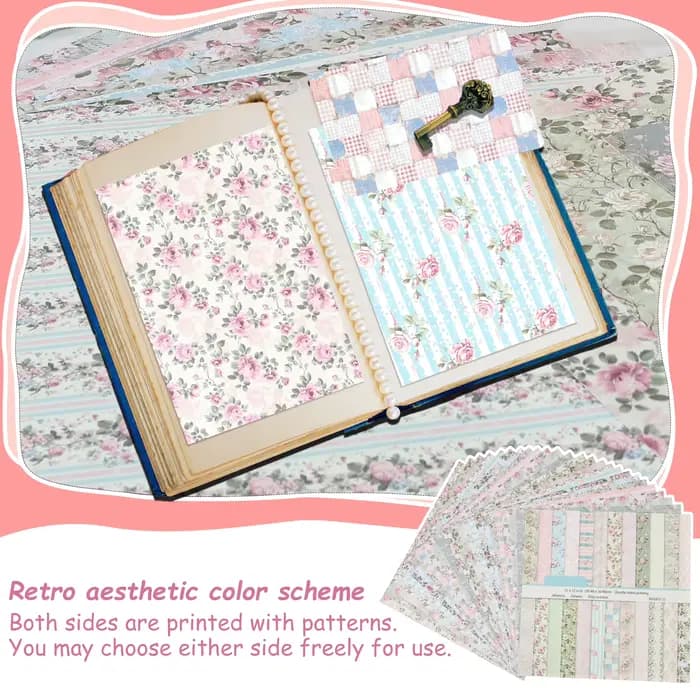 24 feuilles de papier de fond pour scrapbooking 12x12 pouces, papier cartonné à motifs floraux style bohème pour album de cartes DIY