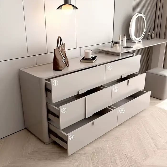 Table de maquillage de luxe légère pour chambre à coucher, moderne, Simple, intégrée, seau de rangement de chevet, armoire Premium S