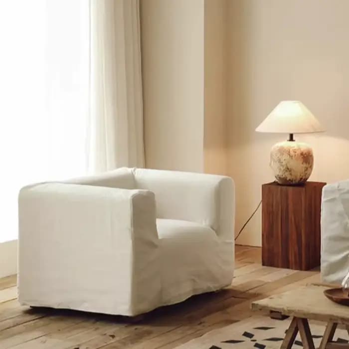 Fauteuils de salon ergonomiques design, vintage et de luxe, pour la lecture et la détente, avec structure en lin, mobilier pour la maison