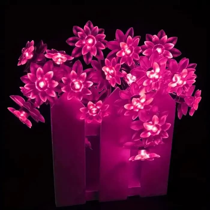 Guirlandes lumineuses solaires en forme de fleur de lotus, 100/50/20 LED, lumières féériques à double couche en forme de fleurs de cerisier pour jardin, clôture, patio, cour, Noël