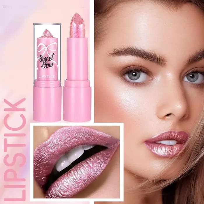 Rouge à lèvres rose métallique scintillant pour femmes