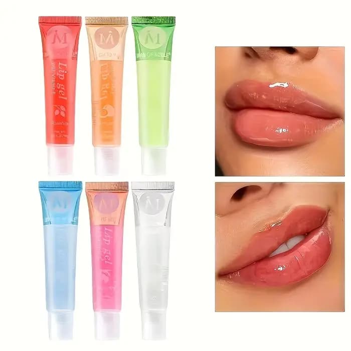 6 pièces/ensemble, brillant à lèvres transparent hydratant