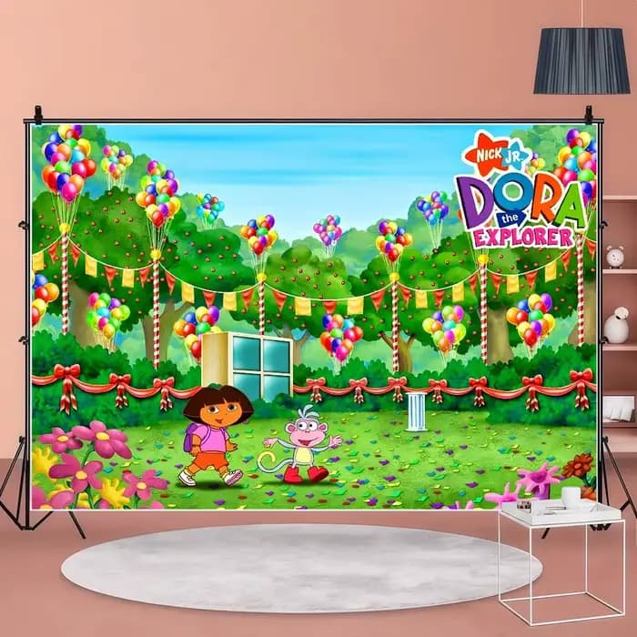 Toile de fond d'anniversaire avec fenêtre et cheminée, arrière-plans photographiques pour studio photo D-Dora The E-Explorer