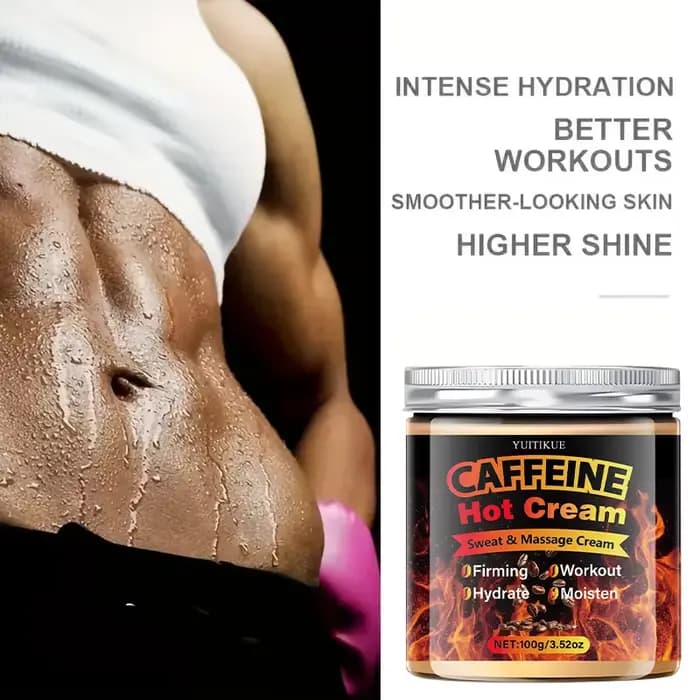 Crème de massage chauffante pour le corps - Réaissez la peau, hydrate en profondeur, contient du collagène, de l'acide hyaluronique, de la caféine, du rétinol et de la niacinam