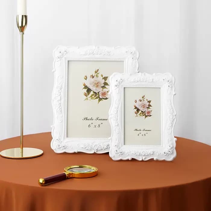 1 pièce, cadre photo simple en relief de rose blanche, adapté à la décoration de la maison comme article décoratif
