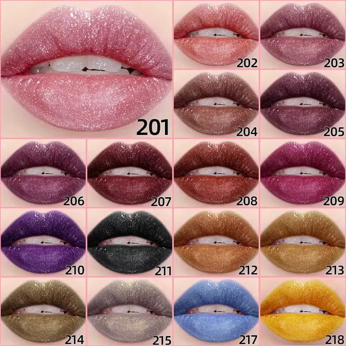 Rouge à lèvres liquide imperméable à paillettes 18 couleurs