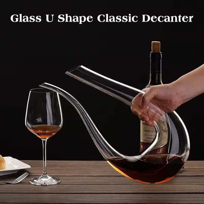 Carafe classique en forme de U en verre, verre de cristal pour Bar à la maison, verre de cristal sans plomb de 1,5 l, carafe pour vin rouge soufflé à la main