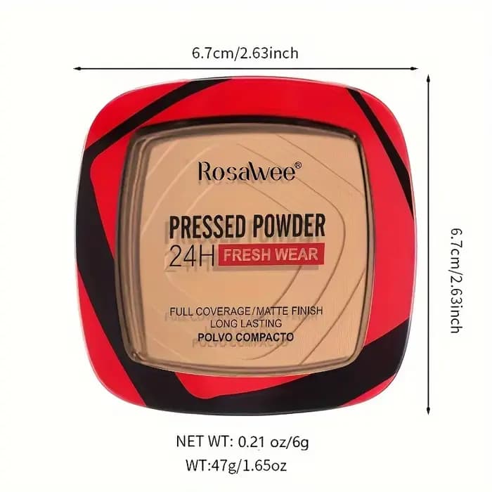 Fond de teint en poudre pressée à couverture complète avec applicateur bouffant
