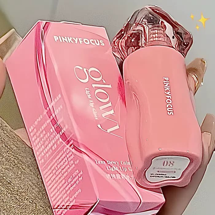Pinkyfocus Glossy Mirror Lip Gloss Hydratant Teinte Lèvres Nude Effet Miroir Longue Tenue Maquillage Naturel Quotidien Printemps-Été