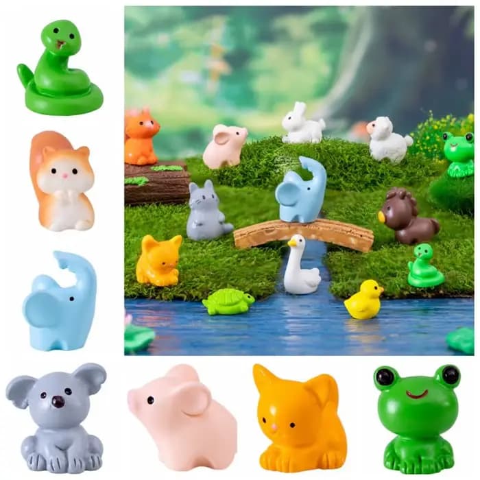 Animaux de la Zodiaque : Chat, Canard, Mouton, Écureuil, Grenouille, Tortue - Ornements de Micro-Paysage Réalistes et Mignons, Miniatures Artisanales