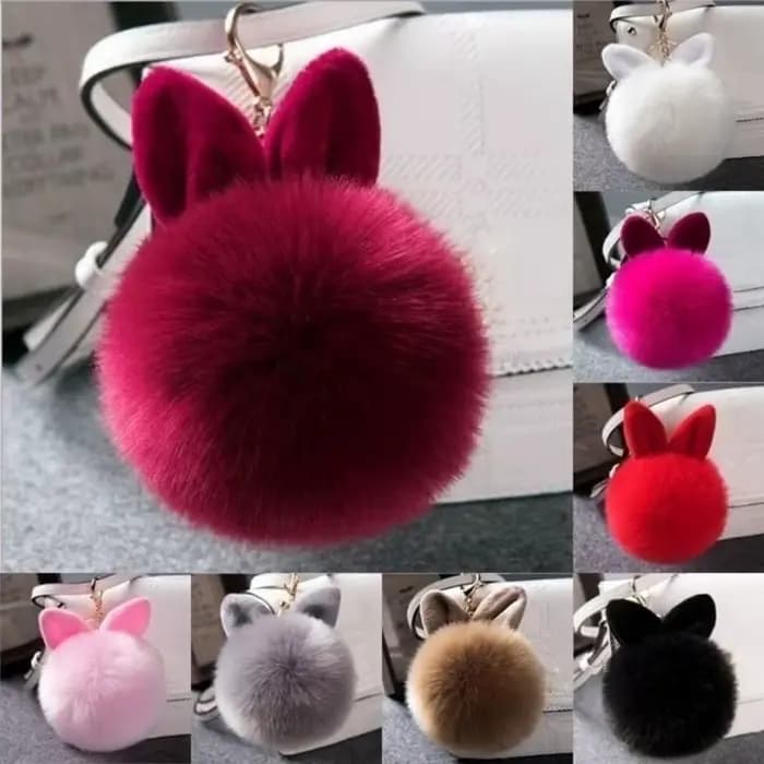 Porte-clés oreilles de lapin pelucheux, chaîne de lapin en fourrure pour femme, breloques de sac, porte-clés de voiture, pendentif, bijoux, nouvelle collection