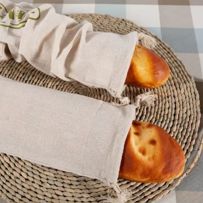 Sacs à pain en lin réutilisables avec cordon de serrage pour pain artisanal fait maison, sac de rangement pour pain en lin, sacs à pain en lin pour baguette