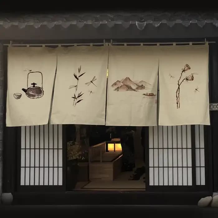 Rideau de tête de porte de séparation pour salon de thé japonais, panneau suspendu, drapeau de style chinois, décoration courte pour salon de thé