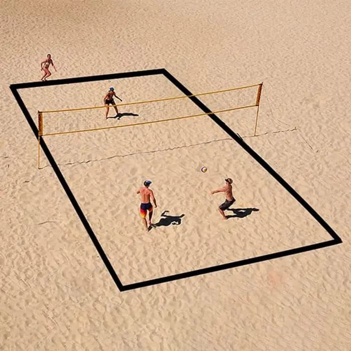 Lignes de délimitation durables pour terrain de beach-volley 26,3' x 52,6' avec sacs de sable