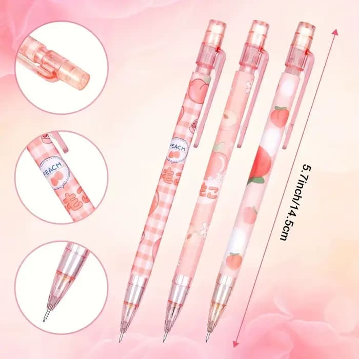 Ensemble de crayons mécaniques Kawaii, comprend 4 fils Hb de 0,5 mm et 1 recharge de tube, parfait pour l'écriture, le dessin et les croquis