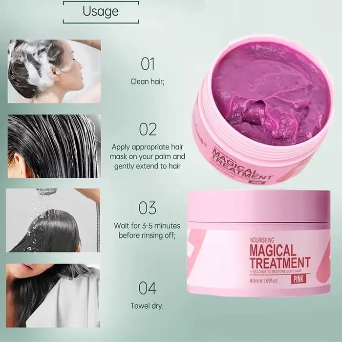 Masque capillaire magique 5 secondes, réparation des cheveux endommagés, crépus, doux, lisse, brillant, hydratant en profondeur, soin, huile essentielle, 60ml