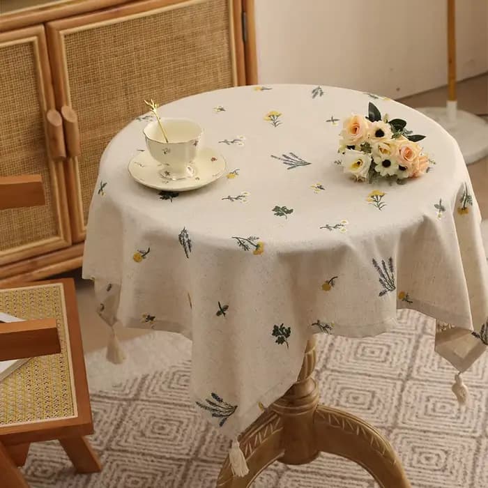 Nappe en lin avec oreille de blé brodée, pour cuisine, salon, Table à manger, décor de Table de rassemblement festif
