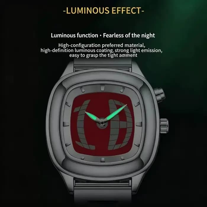 Montre en quartz rouge, couleur carrée, style Y2K, affichage à aiguilles et numérique, double affichage, acier, personnalisable, montres tendance pour hommes, design dynamique, montre de business