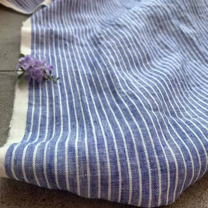 Tissu en lin pur rayé bleu blanc, importé irlandais pour robes, chemises, vêtements de Studio d'été, matériel Textile