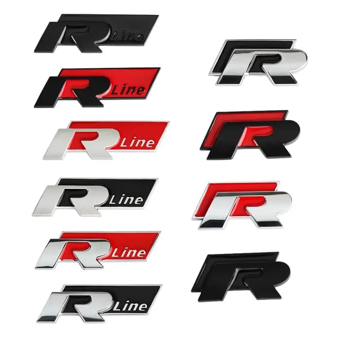 Emblème de calandre avant de voiture, autocollant métallique, badge de décoration de coffre pour Volkswagen VW R RLine Touareg MK4 Passat Caddy GTI Polo 4Motion