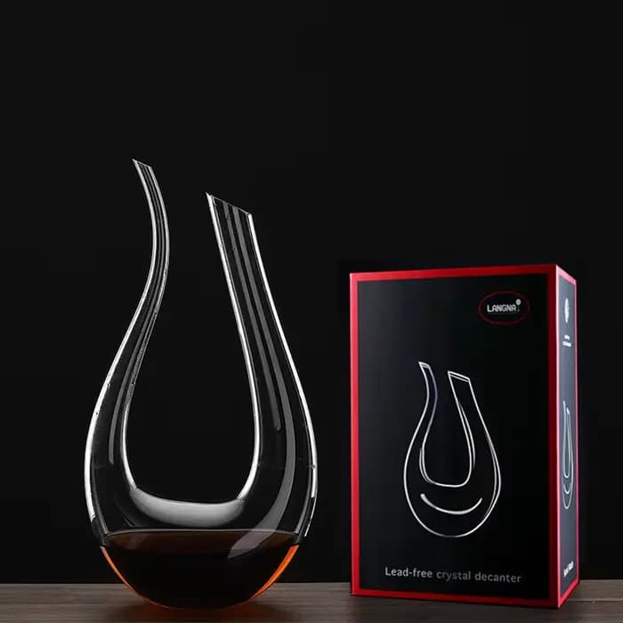 Carafe classique en forme de U en verre, verre de cristal pour Bar à la maison, verre de cristal sans plomb de 1,5 l, carafe pour vin rouge soufflé à la main