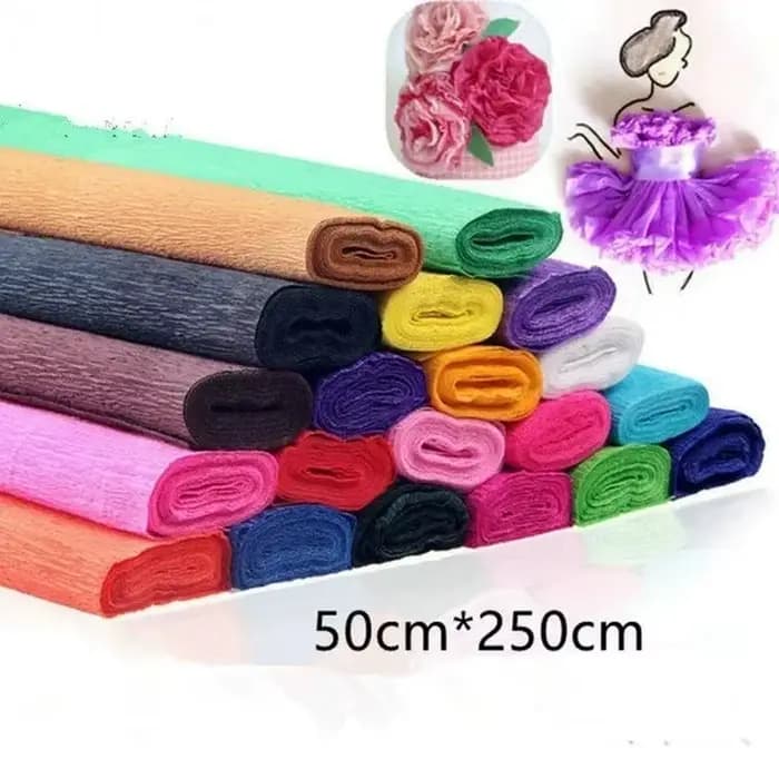 250*50 cm/rouleau bricolage fleur emballage emballage crêpe papiers matériaux faits à la main artisanat papier d'emballage papiers appropriés pour la maison