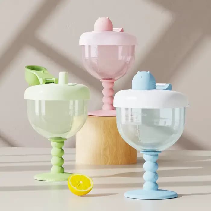Gobelet pour bébé avec couvercle, design mignon de verre à vin, tasse à bec verseur pour tout-petits, 180/150 ml, anti-fuite, mug à boisson, biberon, cadeau pour enfants