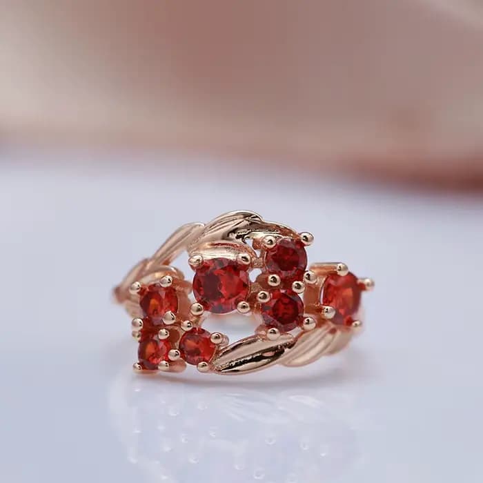 SYOUJYO – bagues en pierre naturelle pour femmes, rouge brillant, couleur or Rose, élégant, Vintage, bijoux de mariage, fête de famille, meilleur cadeau, 585