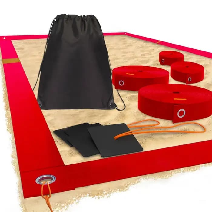 Lignes de délimitation durables pour terrain de beach-volley 26,3' x 52,6' avec sacs de sable