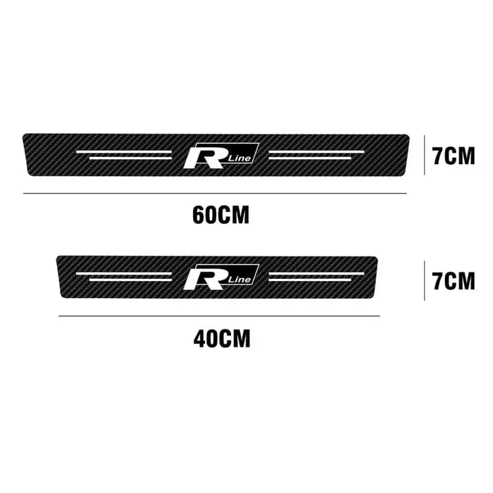 Autocollant de protection de seuil de porte de voiture en cuir et fibre de carbone avec logo Rline pour Volkswagen VW R Line R32 Touareg Passat Polo MTM Blue Motion