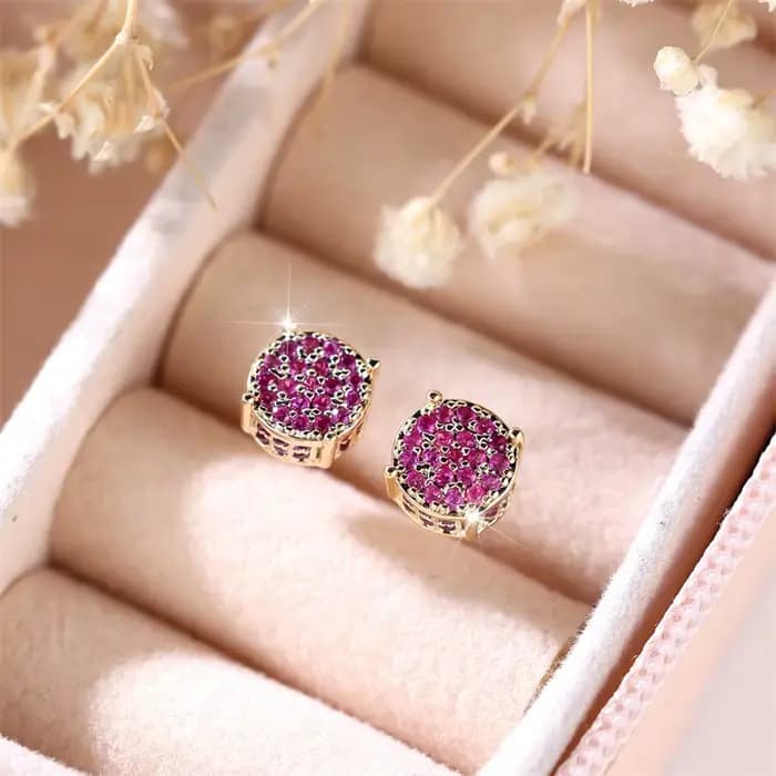 Boucles d'Oreilles de Luxe en Pierre Rouge pour Femme, Bijoux en Or, Breloque en Clip, pour Mariage
