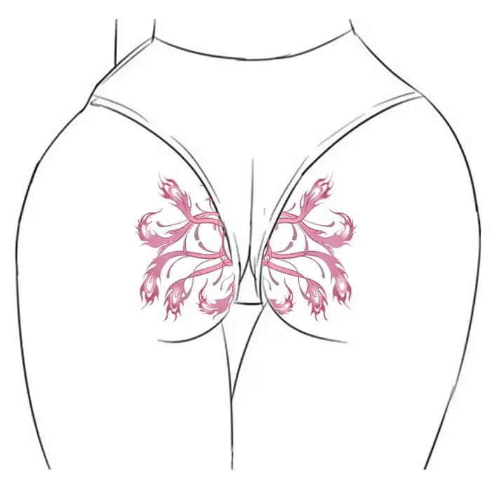 Autocollant temporaire au design sexy Plume de Flamme Rouge pour les hanches et l'abdomen