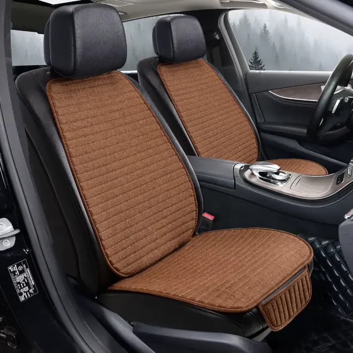Housse de siège de voiture en lin, coussin de siège avant haut de gamme doux et respirant avec protection antidérapante universelle, convient à la plupart des voitures – 1 unité