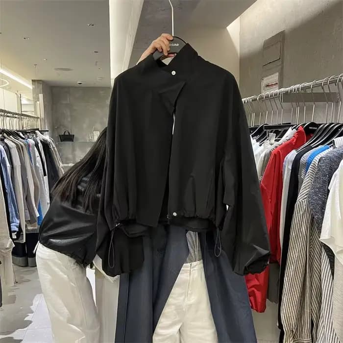 Veste décontractée à col montant pour femme, manteau ample et court et fin, rouge, nouvelle collection printemps et automne 2025