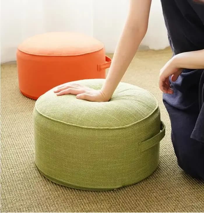 Coussin de méditation en lin, Tatami rond, éponge épaisse amovible, coussin de siège de sol, Futon de Style japonais, décoration de maison