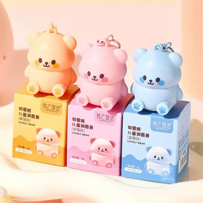 Baume à lèvres pour enfants Ours – Fraise/Myrtille/Miel – Hydratant