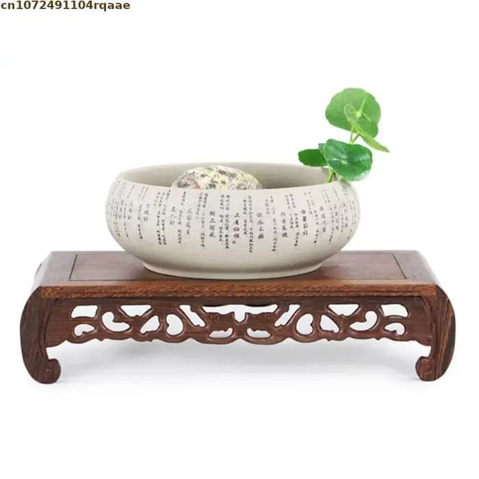 Support d'exposition en bois massif - Socle de table miniature pour vase, bonsaï, services à thé, figurines | Décoration de bureau et de maison vintage sur piédestal
