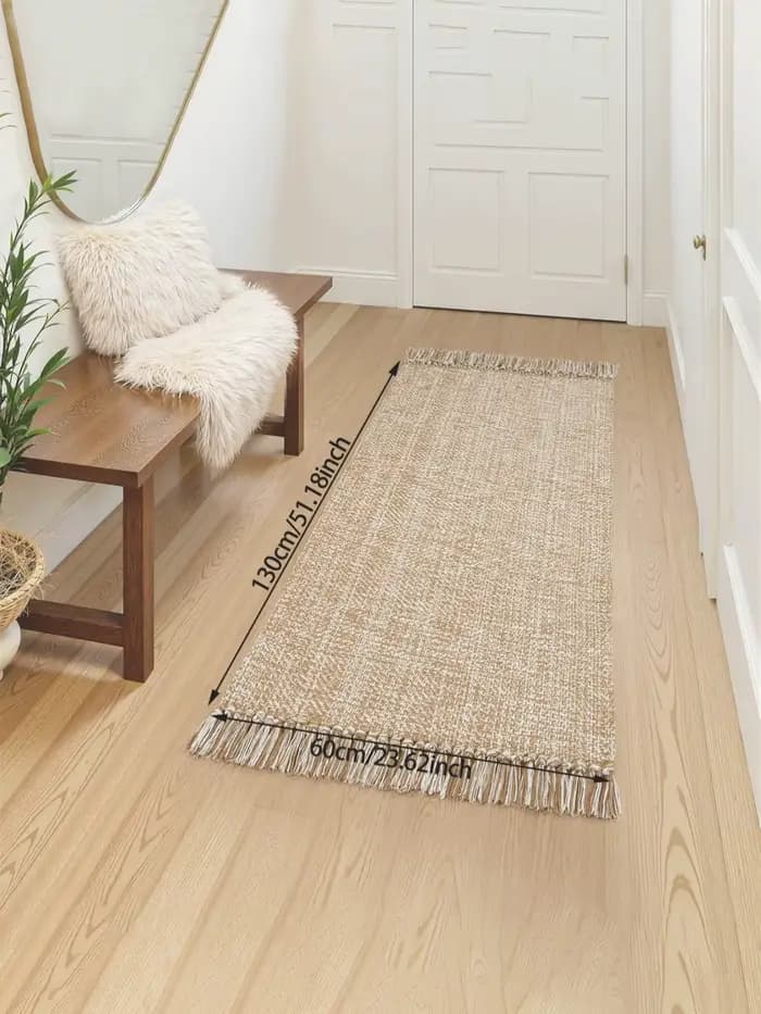 Tapis en coton et lin tissé pour salon, chambre, cuisine, tapis de sol absorbant l'eau, tapis de salle de bain, paillasson