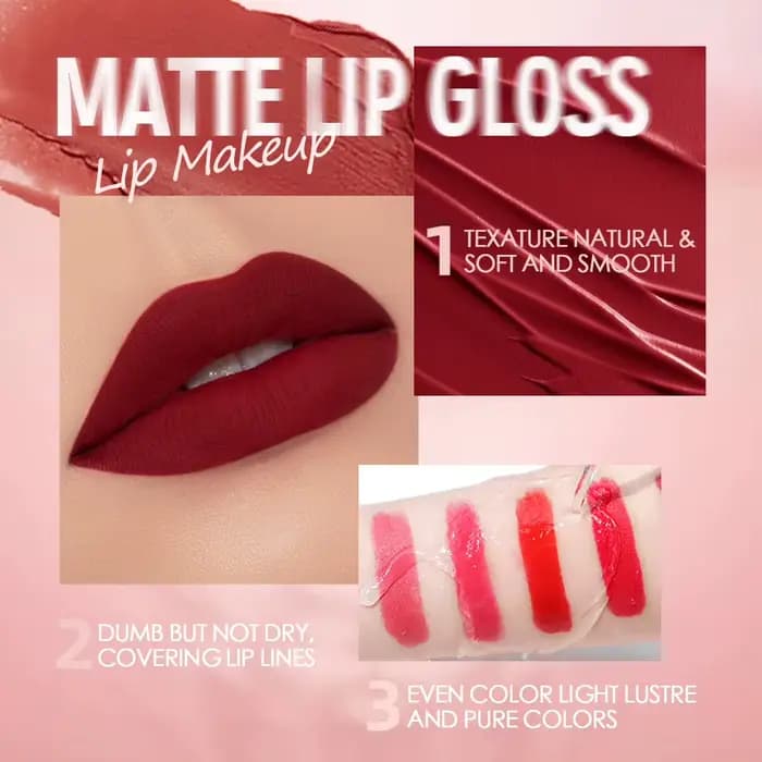 QIBEST Sexy velours mat brillant à lèvres liquide rouge