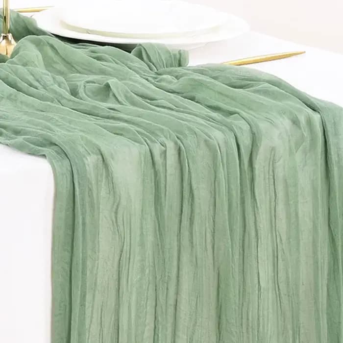 Chemin de Table vert sauge Boho rustique gaze tapis de Cheesecloth chemin de Table mariage douche nuptiale pure gaze pièce maîtresse décoration de la maison