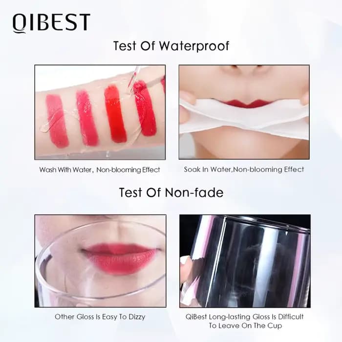 QIBEST Sexy velours mat brillant à lèvres liquide rouge