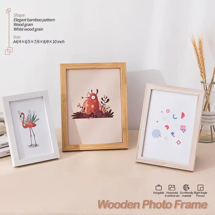 Cadre Photo carré en bois de Style Simple, cadre Photo de bureau en bois massif, cadre Photo commémoratif à mémoire classique, décoration de la maison