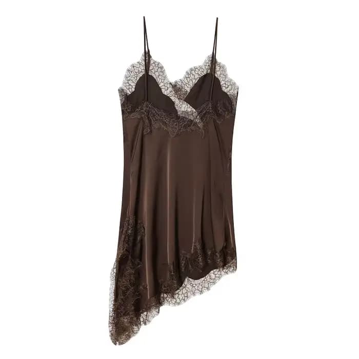MUJER dentelle Slip Mini robe femmes Satin dos nu robe d'été femme asymétrique fête femmes robe Sexy robes de plage pour les femmes
