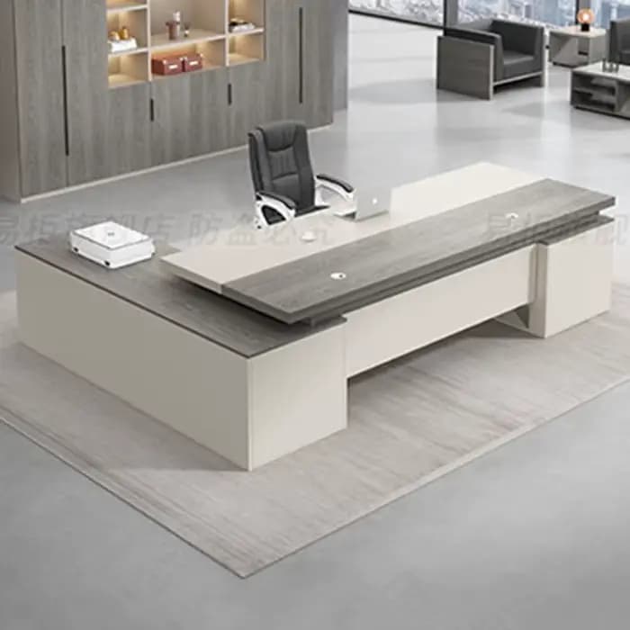 Grand Bureau en Bois de Grande Taille, Décoration de Salle de Beauté, Bureau Professionnel Vintage Transparent, Meuble de Bureau Moderne, Ornements et Accessoires