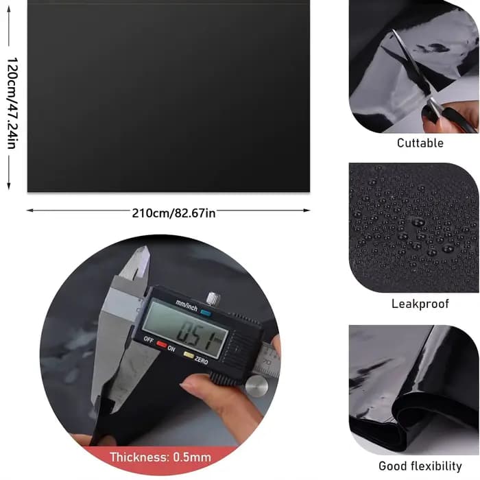 Bâche noire épaissie pour bassin à poissons, membrane imperméable pour bassins extérieurs, revêtement durable et flexible pour bassins aquatiques et bassins à carpes koï