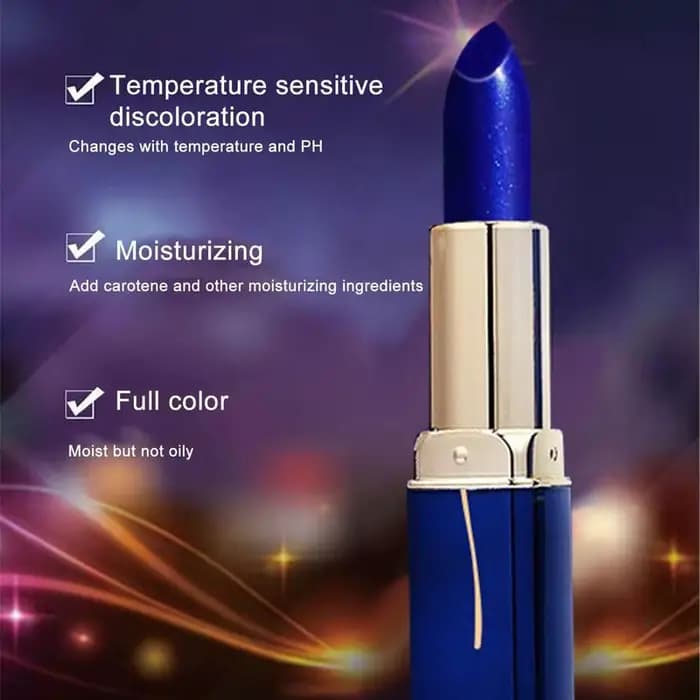Rouge à lèvres bleu imperméable à couleur changeante qui transforme PinkWipe Blue