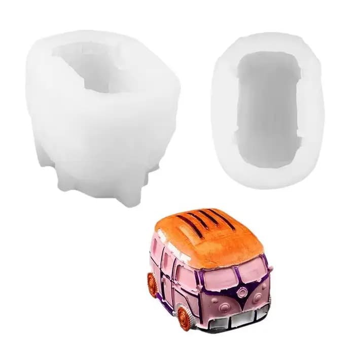 Nouveau moule à faire soi-même, moule de cuisson de gâteau Fondant, Mini Bus voiture, bougie en plâtre parfumée, pâte de jeu, ornement décoratif, moules en Silicone